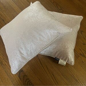 Set Of 2 Decorative Throw Pillows 20” X 20” Metallic Pink Silver Elite Home